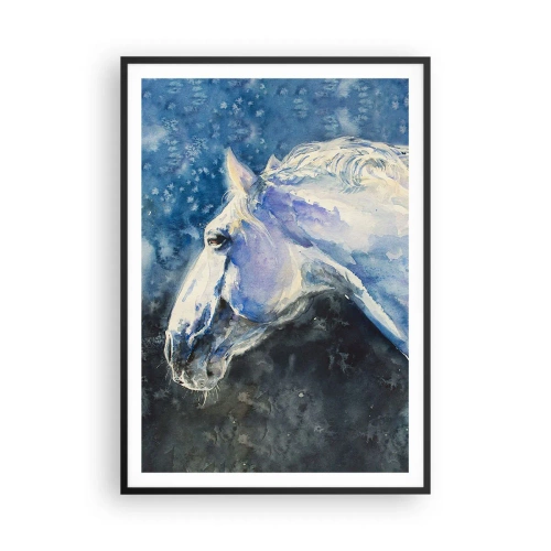 Poster in een zwarte lijst - Portret in een blauwe gloed - 70x100 cm