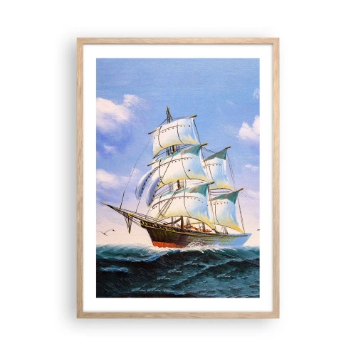 Een poster in een licht eiken lijst - Trots met de wind - 50x70 cm