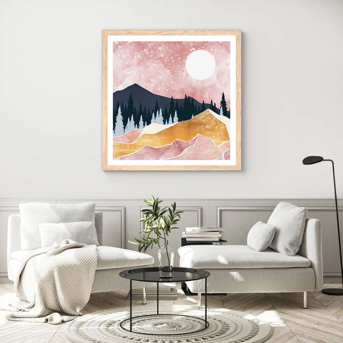 Een poster in een licht eiken lijst - Nachtwacht - 50x50 cm