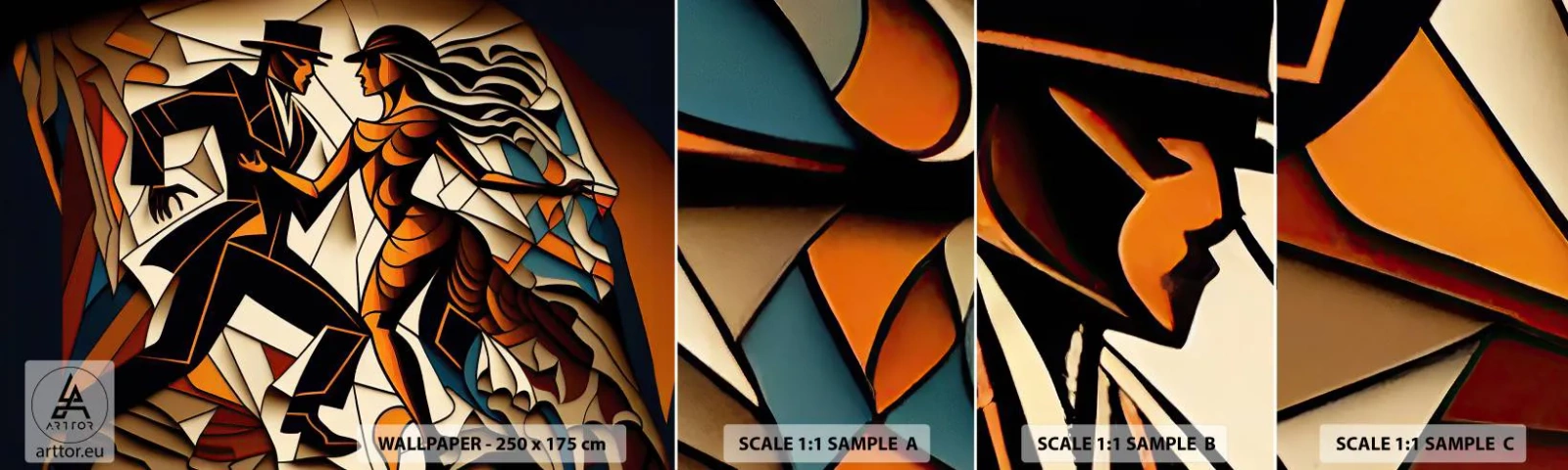 Fotobehang Staaltje Standard Eco - Dans van pasie - Kubisme, Dans, Stel - 100x30 cm