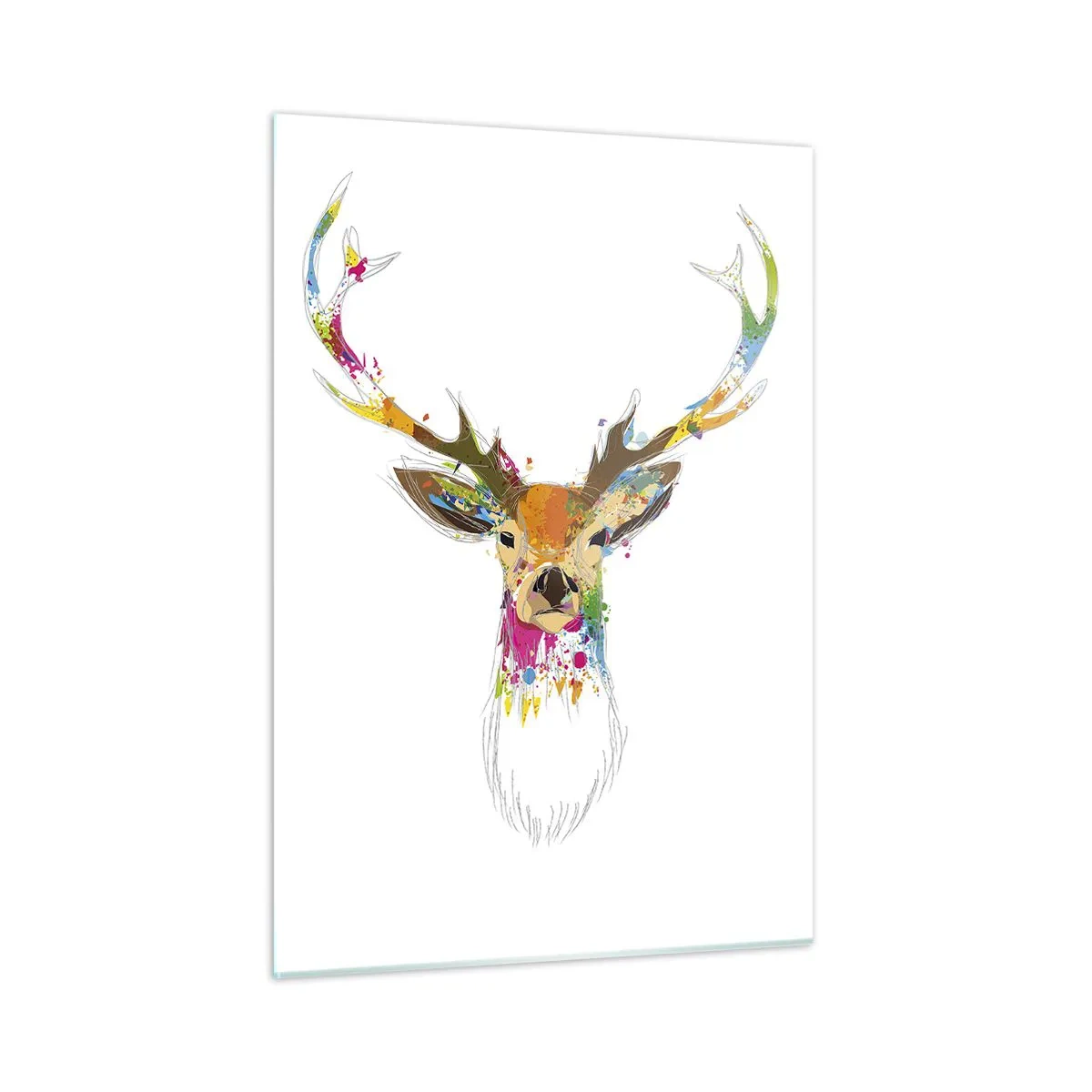 Schilderen op glas - Een zacht hert badend in kleur - 50x70 cm
