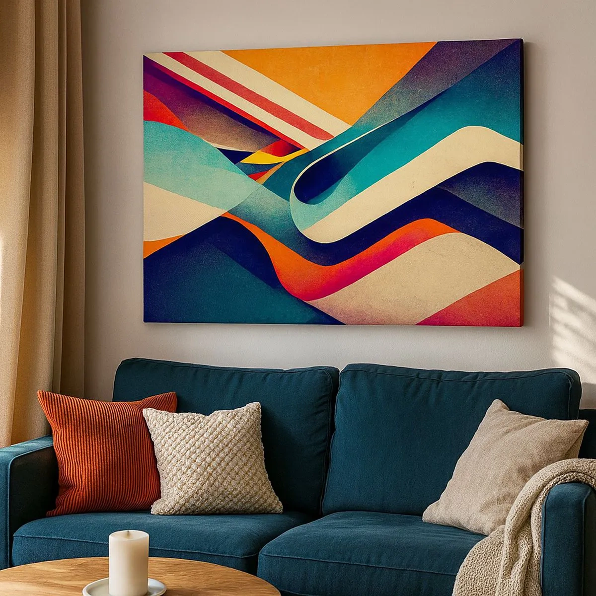 Schilderen op canvas - Kleurrijke abstracte golven in een dynamische compositie - 70x50cm - Intensieve compositie - Moderne wanddecoratie voor woonkamer en slaapkamer ARTTOR