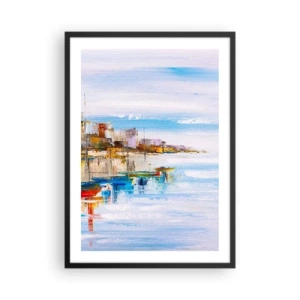 Poster in een zwarte lijst - Het kleurrijke landschap van de badplaats - 50x70cm - Een veelkleurig stedelijk toevluchtsoord - Moderne wanddecoratie voor woonkamer en slaapkamer ARTTOR