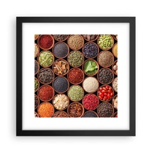 Poster in een zwarte lijst - Alle smaken van de wereld - 30x30 cm