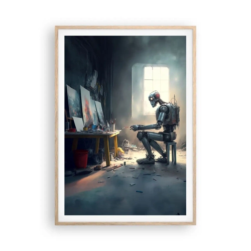 Een poster in een licht eiken lijst - De scheppingsdaad - 70x100 cm