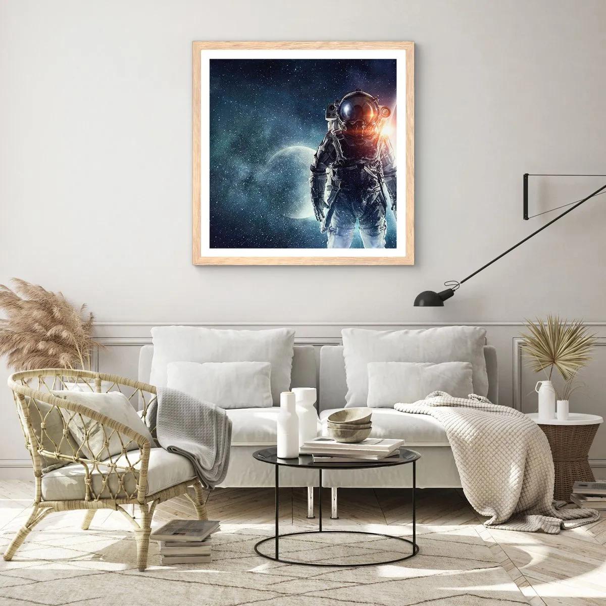 Een poster in een licht eiken lijst - Ruimte avontuur - 50x50 cm