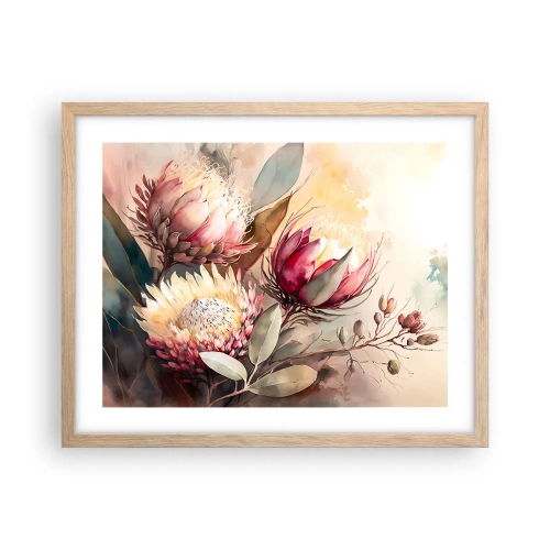 Een poster in een licht eiken lijst - In profiel en en face - 50x40 cm