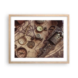 Een poster in een licht eiken lijst - Avontuur roept - 50x40 cm