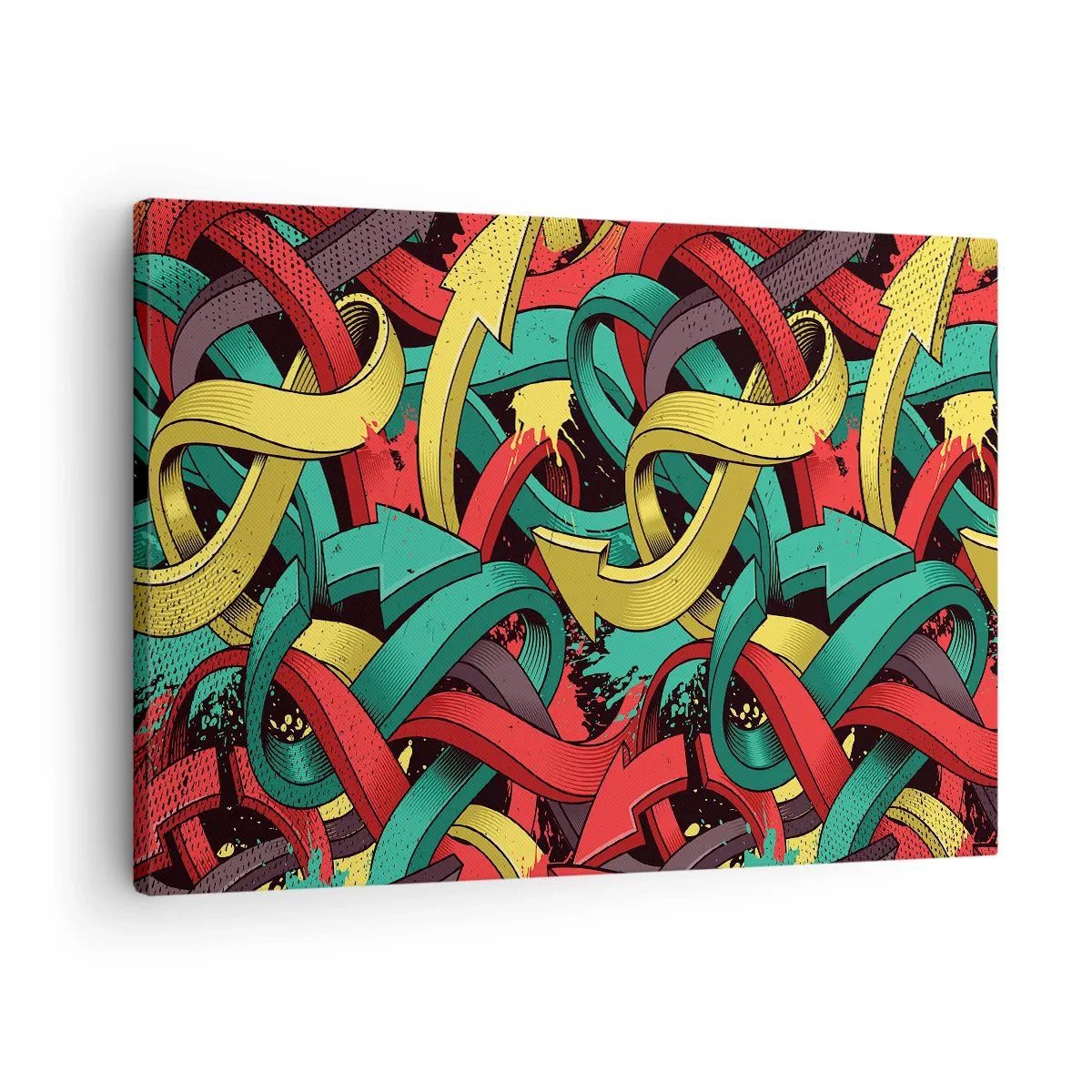 Schilderen op canvas - Abstracte pijlen in levendige kleuren die chaos creëren - 70x50cm - Welke weg naar het doel? - Moderne wanddecoratie voor woonkamer en slaapkamer ARTTOR