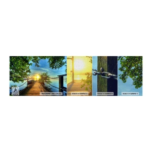 Fotobehang Monster Premium Canvas - Zonsondergang boven het water - Landschap, Meer, Zeilboot - 100x30 cm