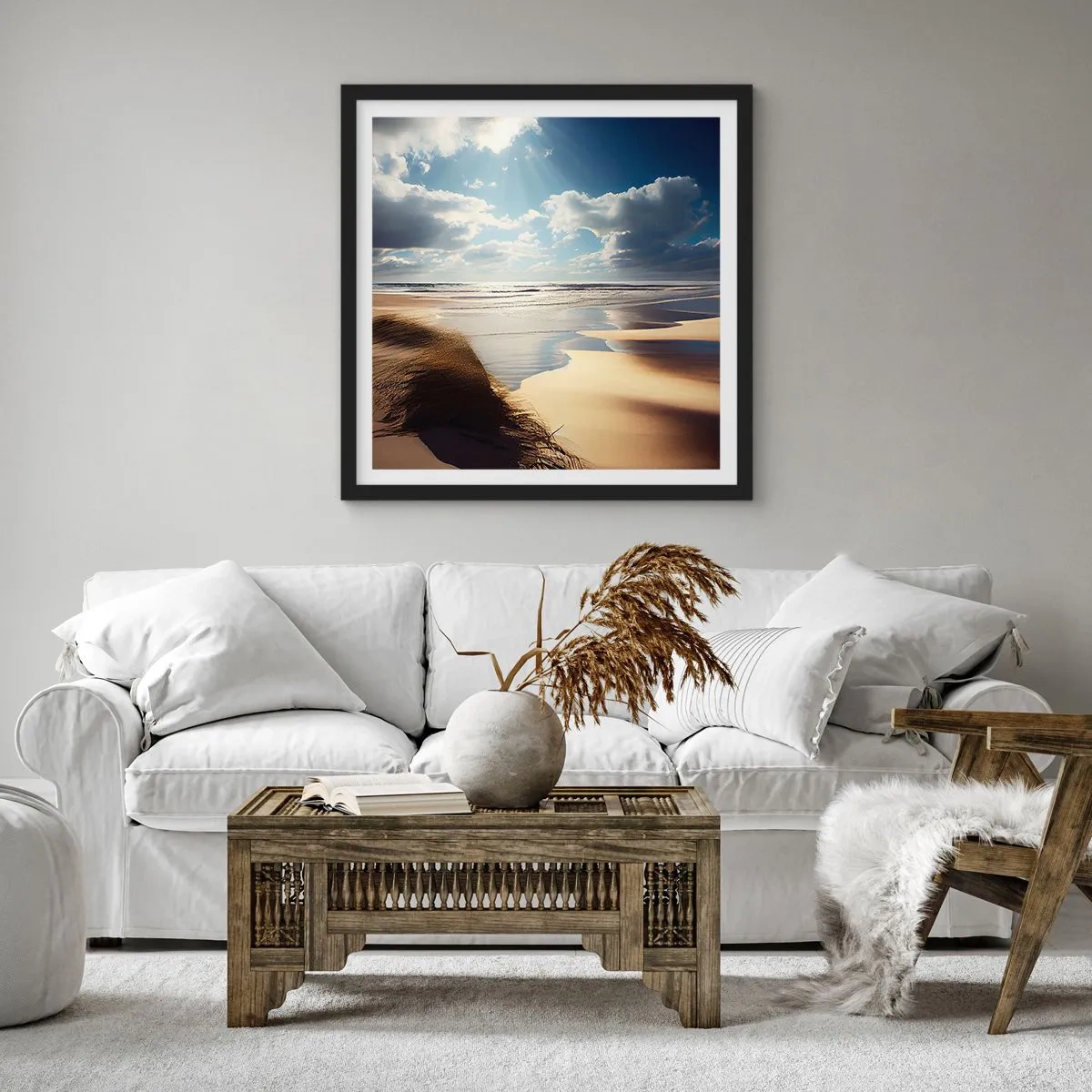 Poster in een zwarte lijst - Strand, wild strand - 60x60 cm