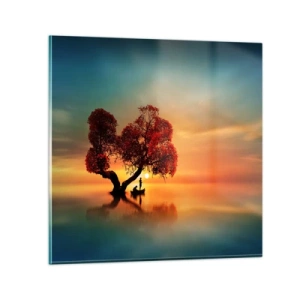 Schilderen op glas - Afstanders en de stilte van de wereldlozen - 60x60 cm