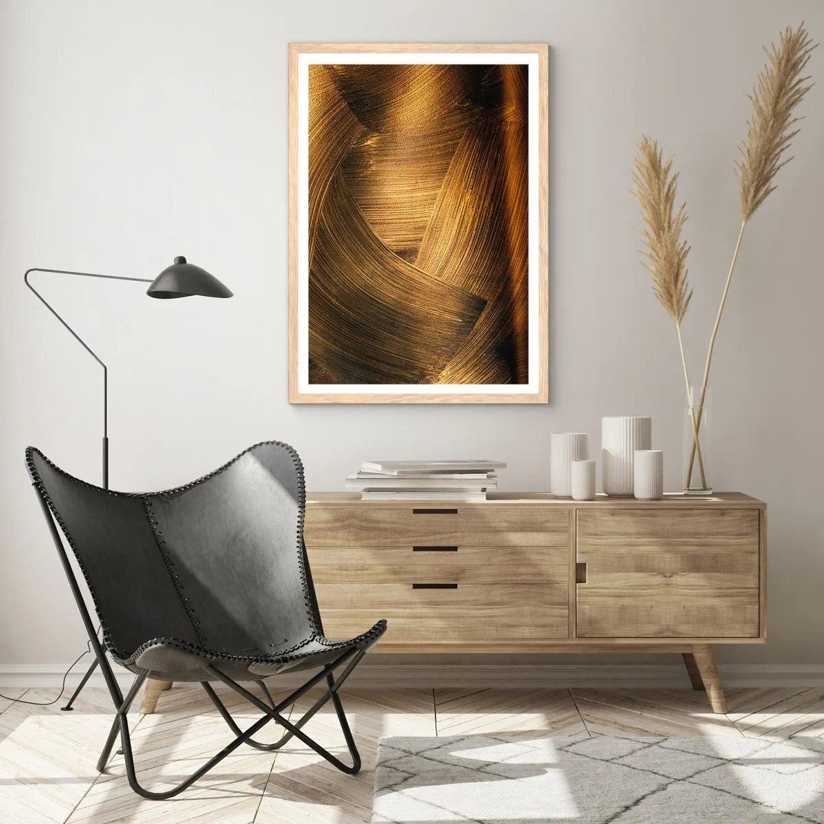 Een poster in een licht eiken lijst - In een gouden doolhof - 70x100 cm