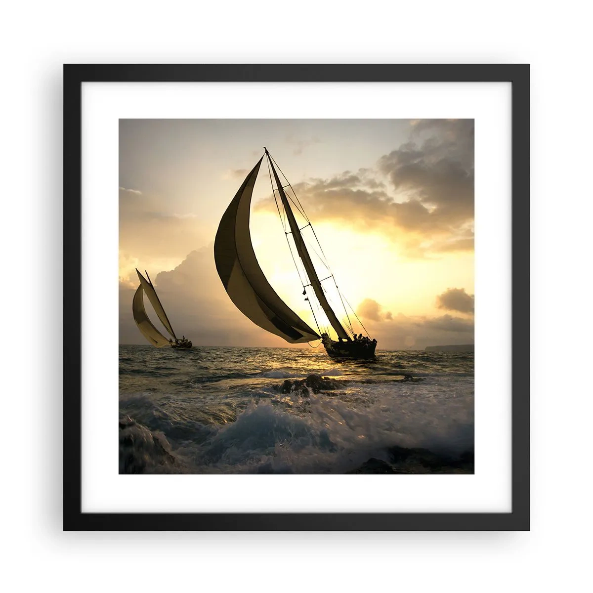 Poster in een zwarte lijst - Met de wind en tegen de wind - 40x40 cm