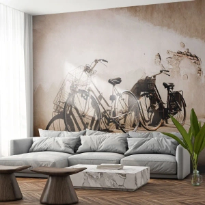 Fotobehang Premium Sand - De onvergetelijke charme uit het verleden - Fiets, Reis, Vintage - 500x350 cm