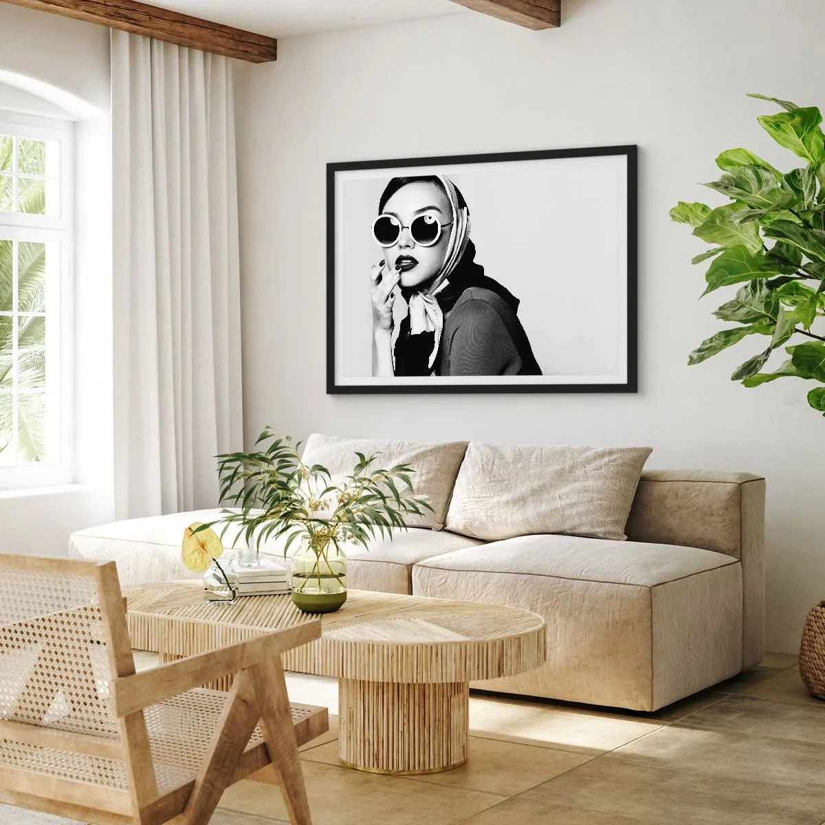Poster in een zwarte lijst - Groeten uit de jaren 60 - 70x50 cm