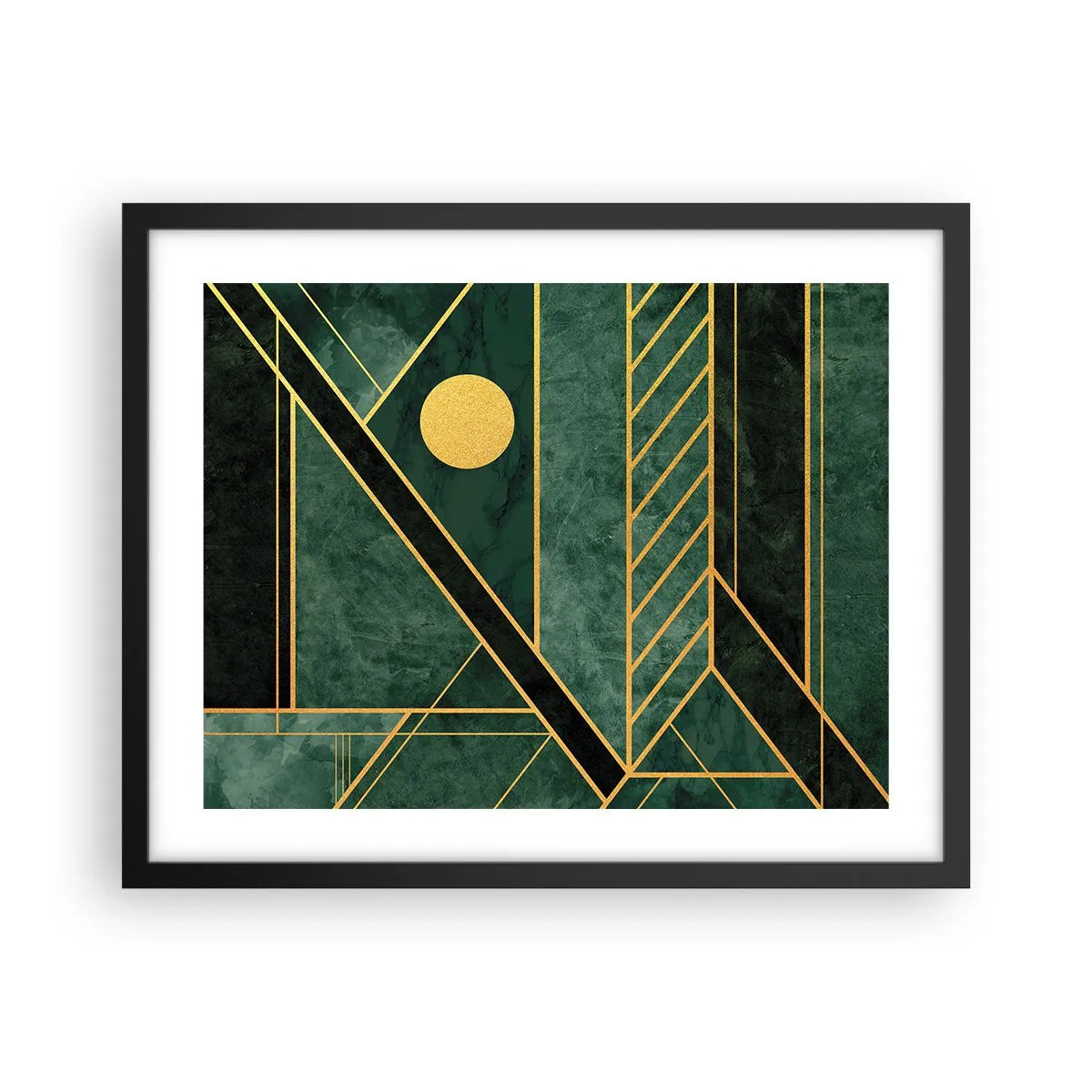 Poster in een zwarte lijst - Dynamiek van goud en azuur - 50x40 cm