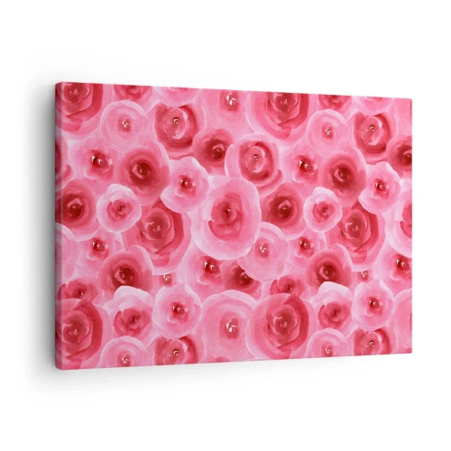 Schilderen op canvas - Delicate rozen in pasteltinten roze - 70x50cm - Rozen onder en boven - Moderne wanddecoratie voor woonkamer en slaapkamer ARTTOR