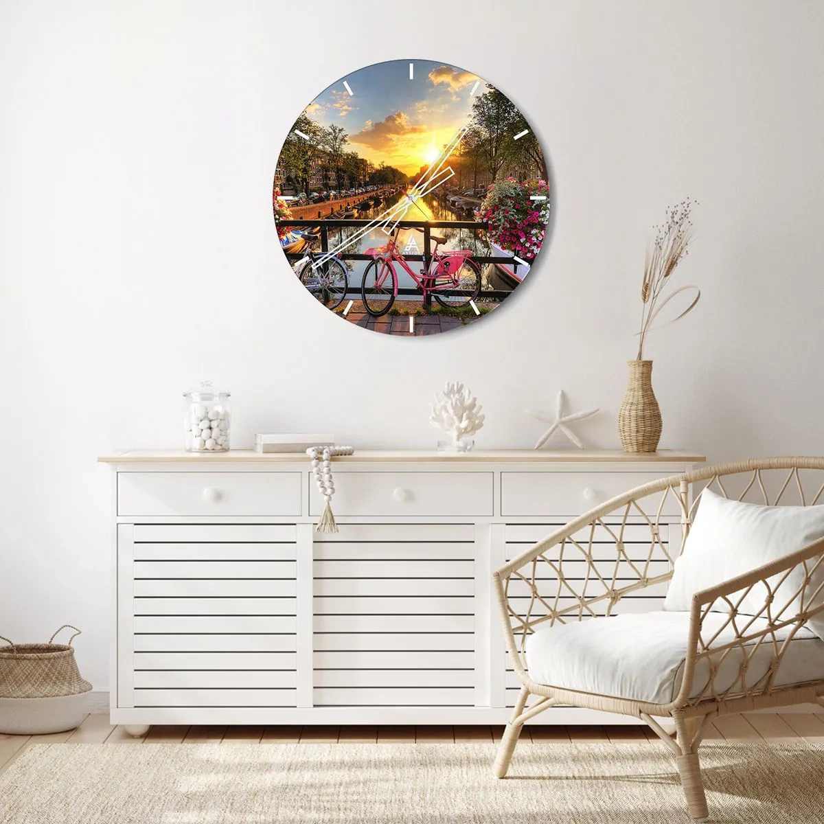 Wandklok - Klok - Lenteochtend in Amsterdam - 30x30 cm