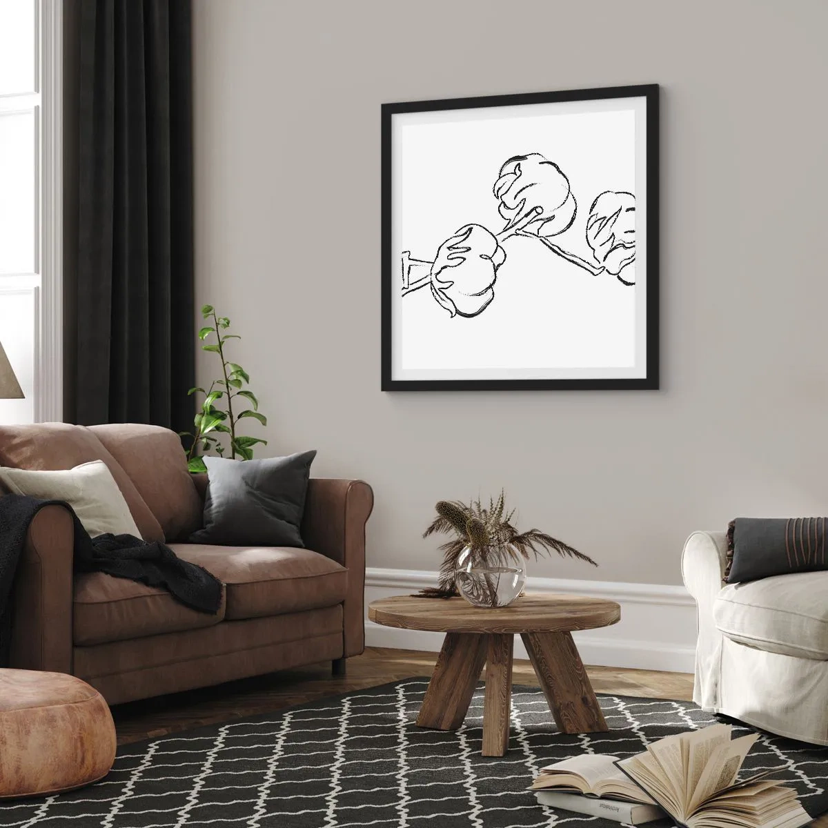 Poster in een zwarte lijst - Katoen dons - 60x60 cm
