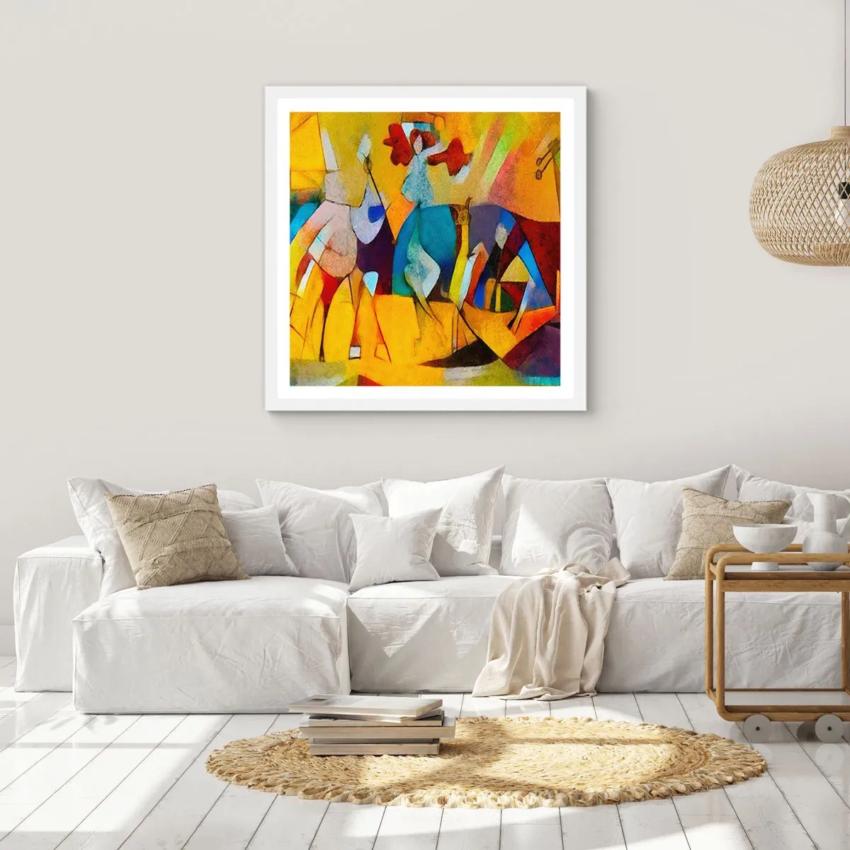 Poster in een witte lijst - Zon - leven - vreugde - 50x50 cm