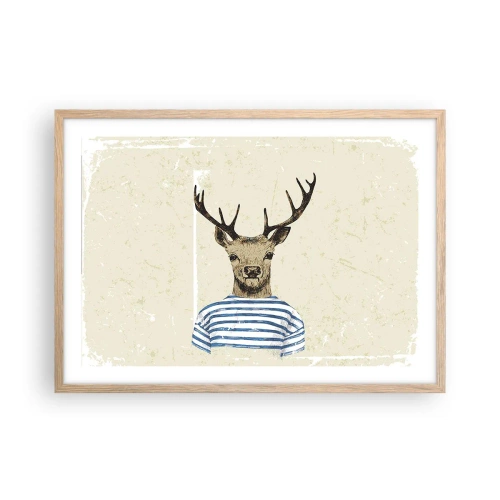 Een poster in een licht eiken lijst - Omdat ik van gestreepte t-shirts hou! - 70x50 cm