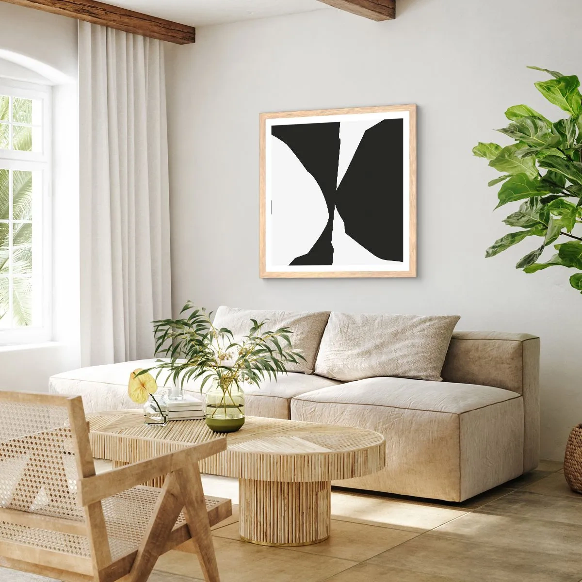 Een poster in een licht eiken lijst - Positief – negatief - 60x60 cm