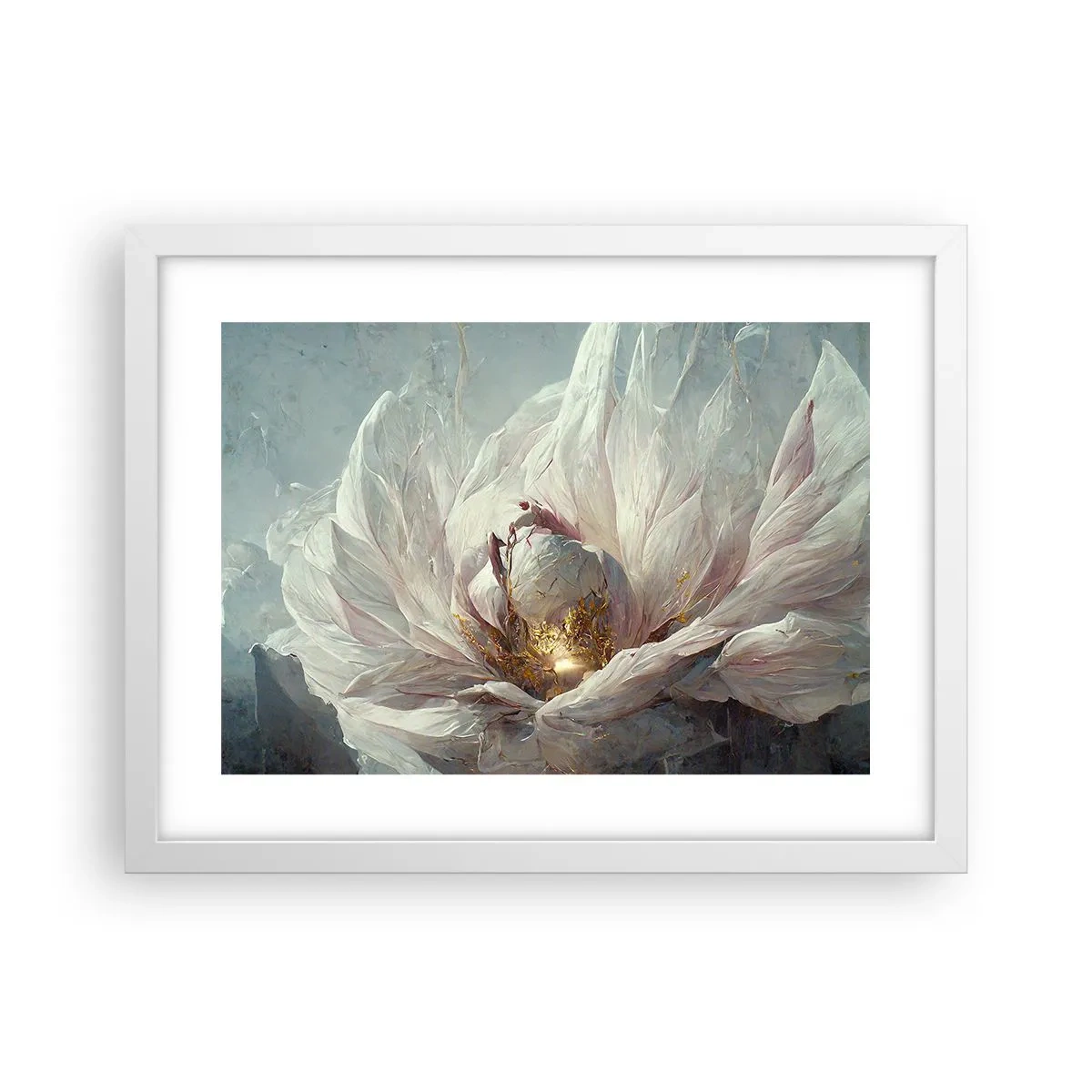 Poster in een witte lijst - Hij bloeit eens in de honderd jaar - 40x30 cm