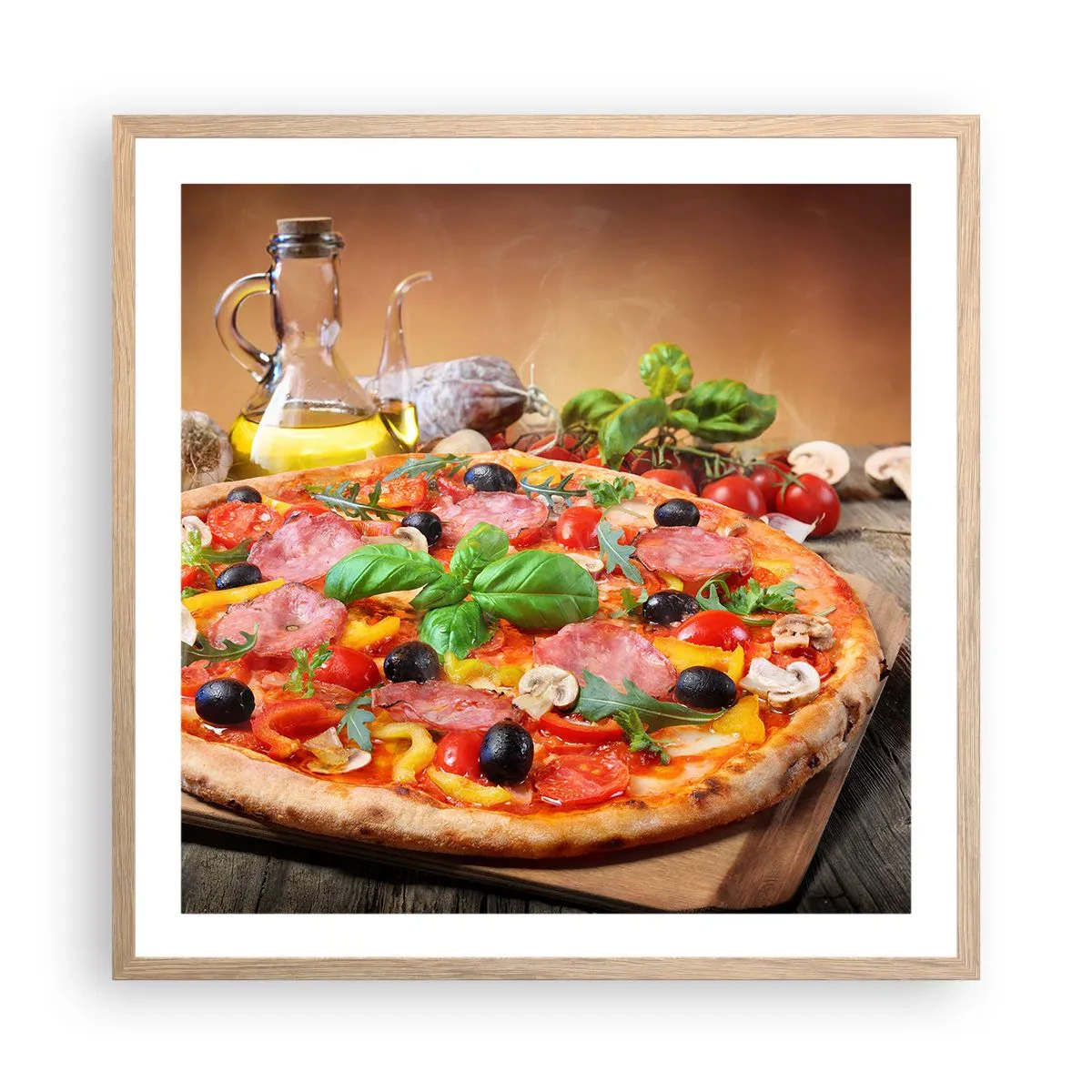 Een poster in een licht eiken lijst - Met echte Italiaanse smaak - 60x60 cm