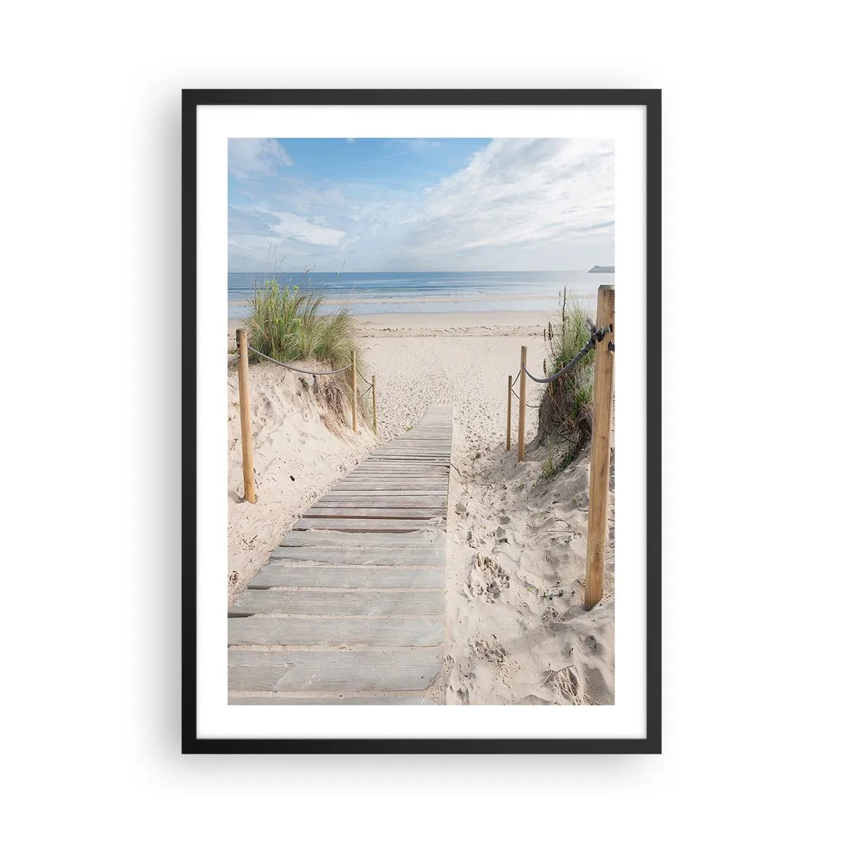 Poster in een zwarte lijst - Pad naar het strand met uitzicht op zee - 50x70cm - naar de horizon - Moderne wanddecoratie voor woonkamer en slaapkamer ARTTOR