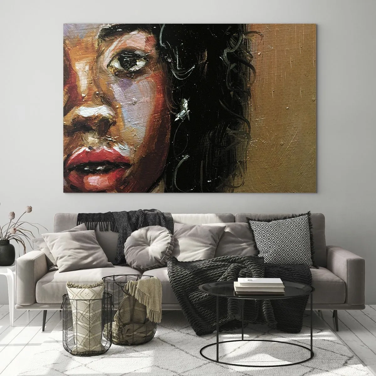 Schilderen op glas - Zwart en gloed - 120x80 cm