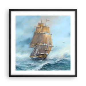 Poster in een zwarte lijst - Haasten over de golven - 50x50 cm