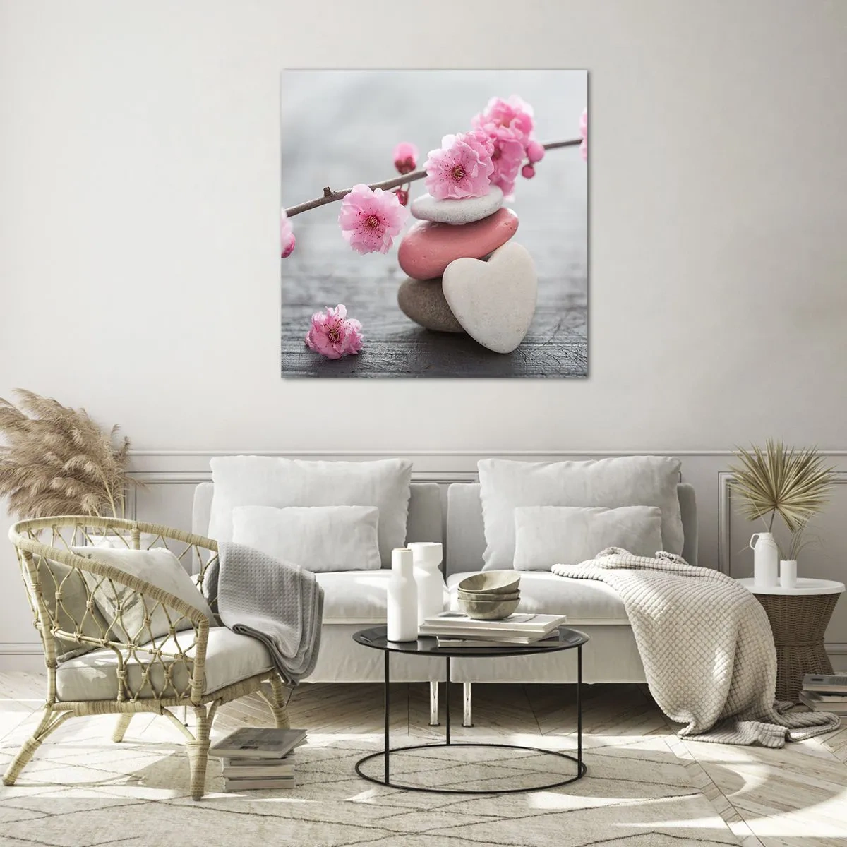 Schilderen op glas - Gelukzaligheid met een kersenbloesem - 60x60 cm