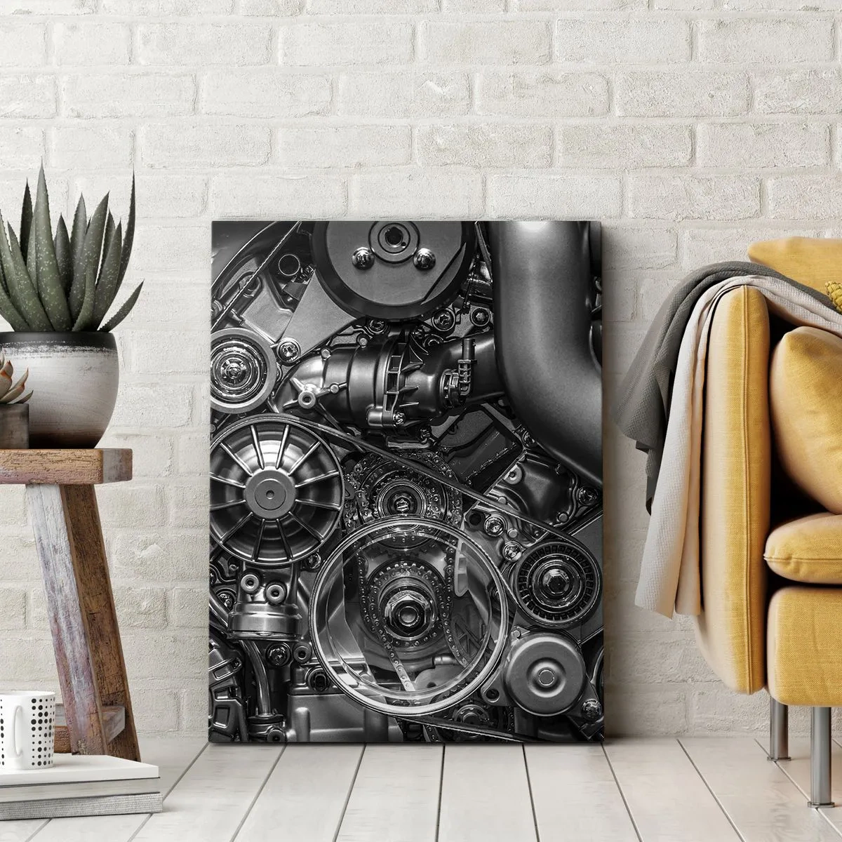 Schilderen op canvas - De poëzie van mechanica - 65x120 cm