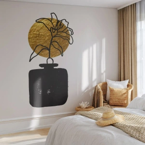 Zelfklevend Fotobehang Deluxe Sticker - Schoonheid is goud waard - Vaas, Bloemen, Minimalisme - 300x210 cm