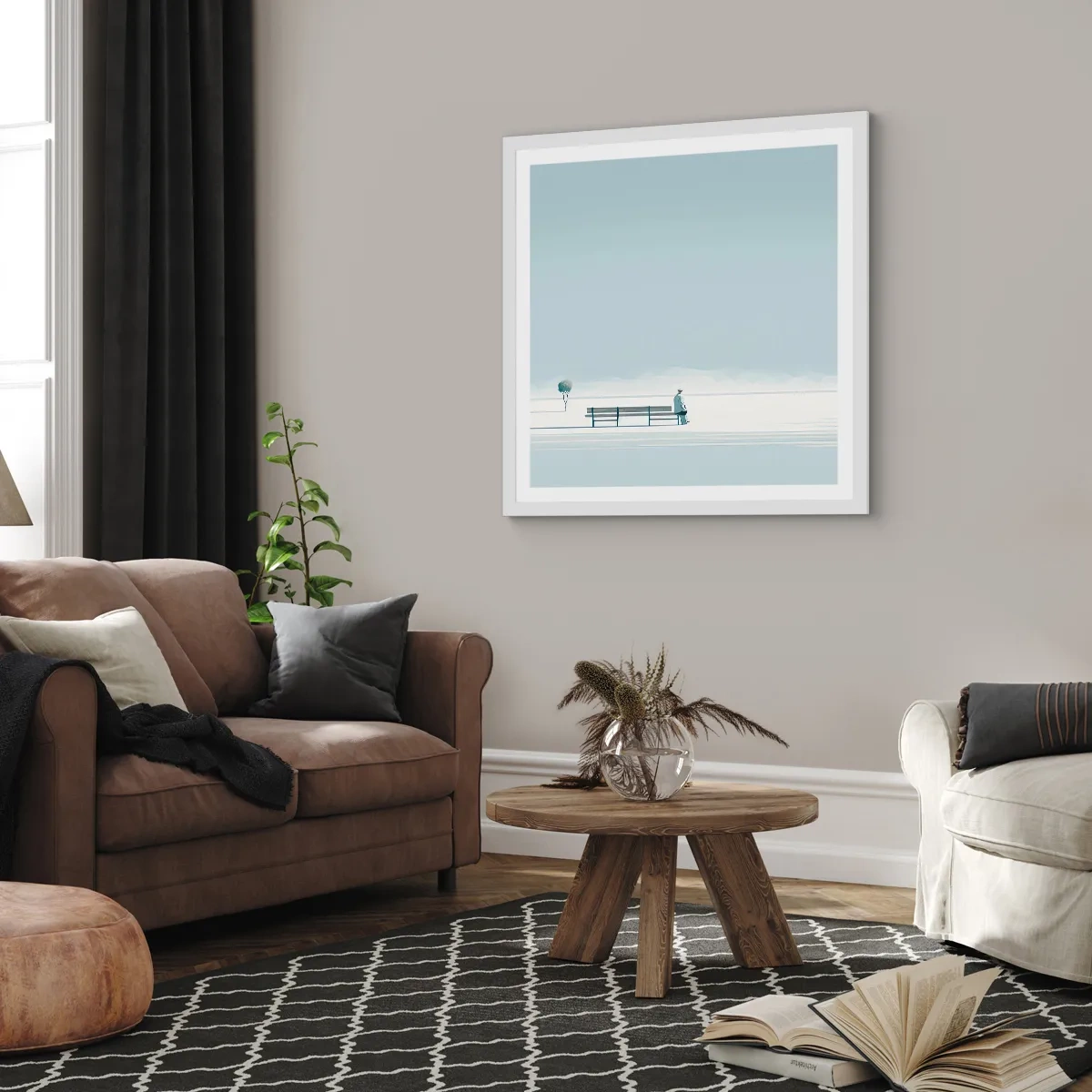 Poster in een witte lijst - Ja, ik wacht. - 50x50 cm