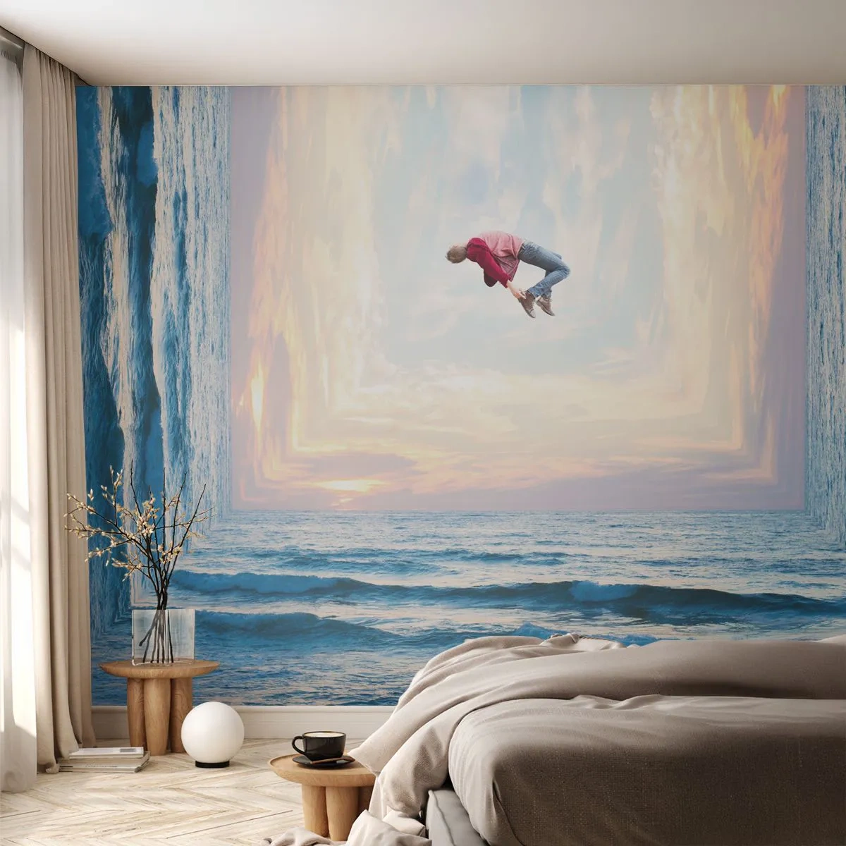 Fotobehang Standard Eco - Naar een andere dimensie - Abstractie, Man, Natuur - 450x315 cm