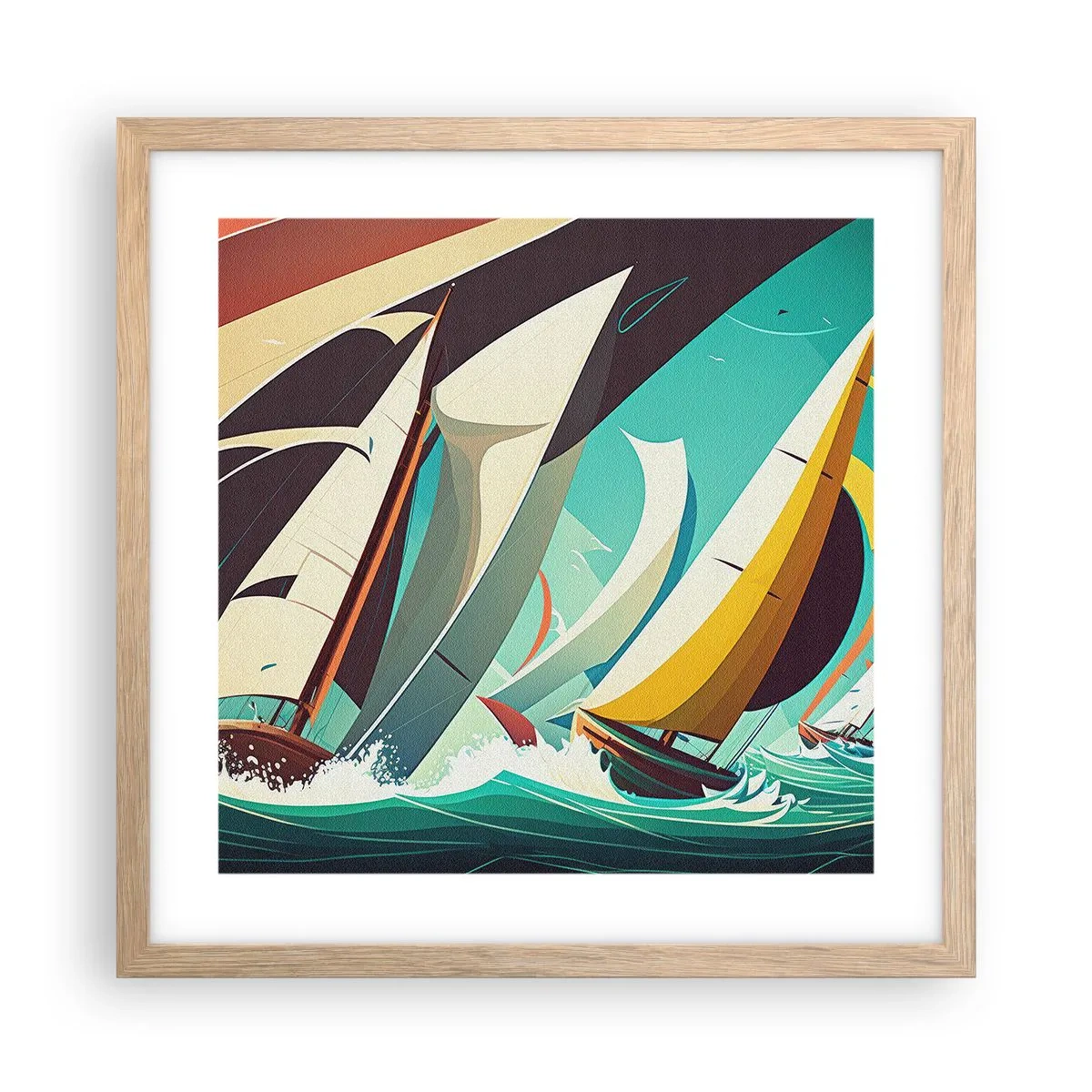 Een poster in een licht eiken lijst - Met elementen als een broer - 40x40 cm