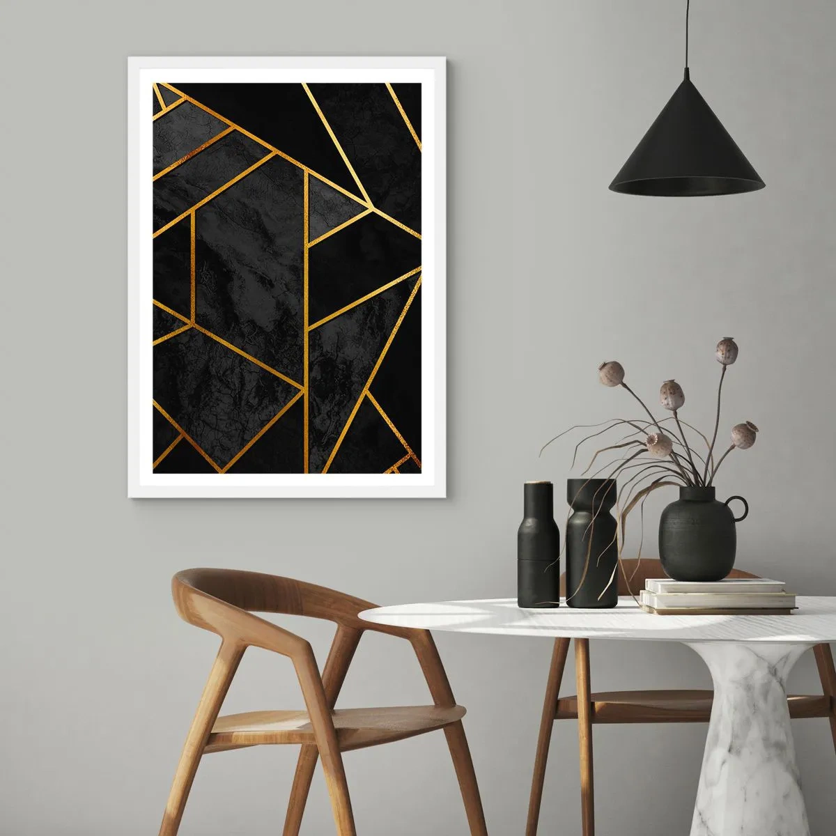 Poster in een witte lijst - Duisternis en glans - 30x40 cm