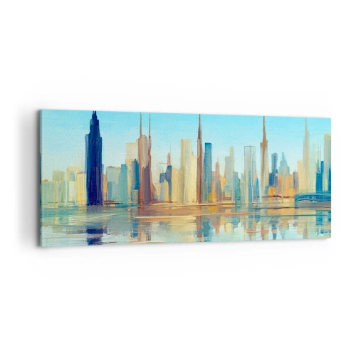 Schilderen op canvas - Een zonnige metropool - 100x40 cm