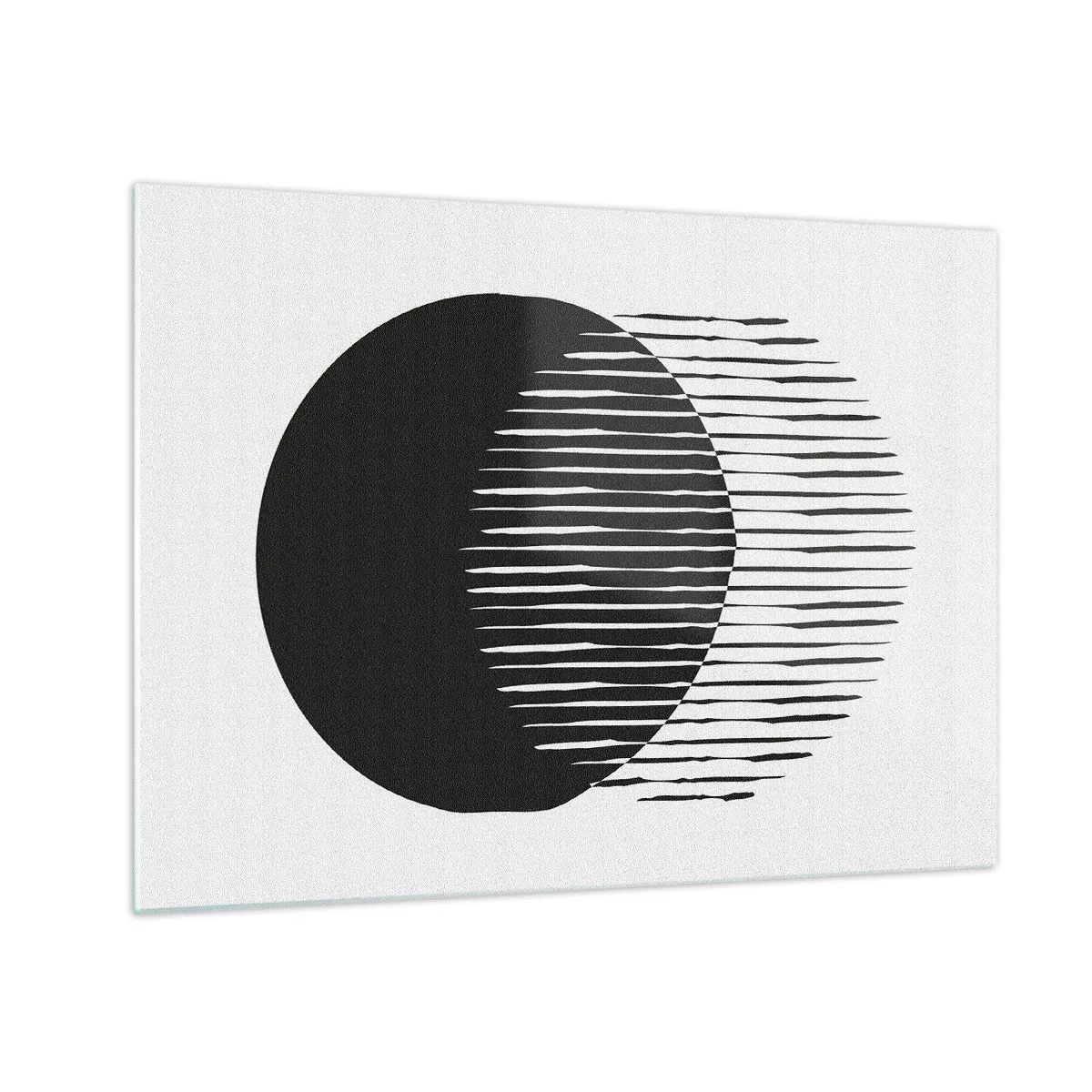 Schilderen op glas - Een minimalistische vorm van twee elkaar kruisende cirkels - 70x50cm - Zijn alter ego - Moderne wanddecoratie voor woonkamer en slaapkamer ARTTOR