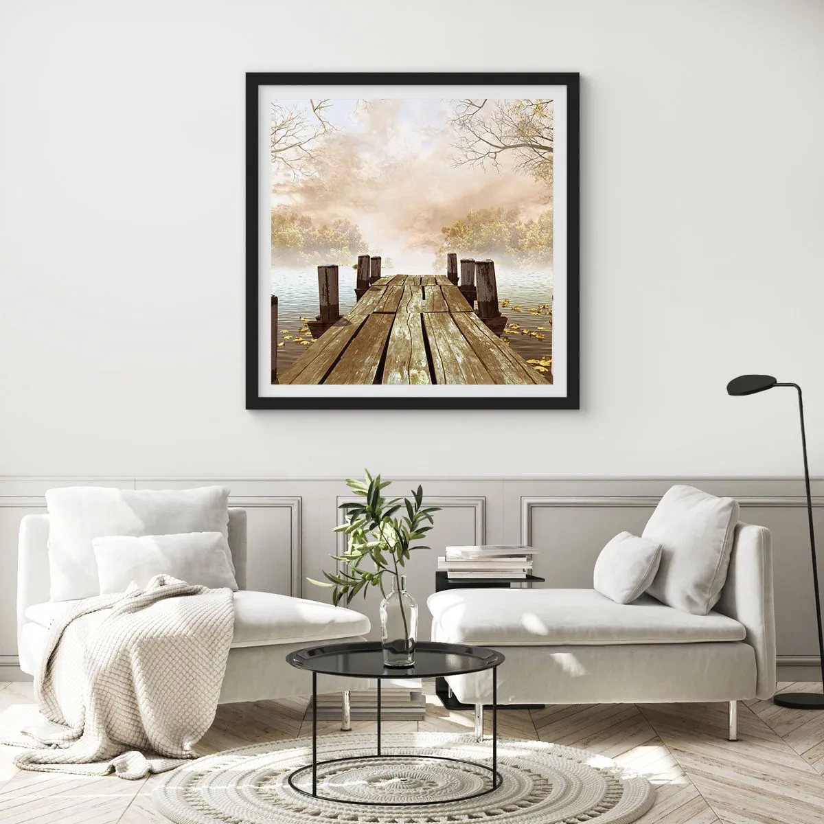 Poster in een zwarte lijst - Het milde verdriet van de herfst - 30x30 cm