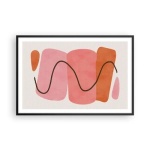 Poster in een zwarte lijst - zachte beweging van vormen - 91x61 cm
