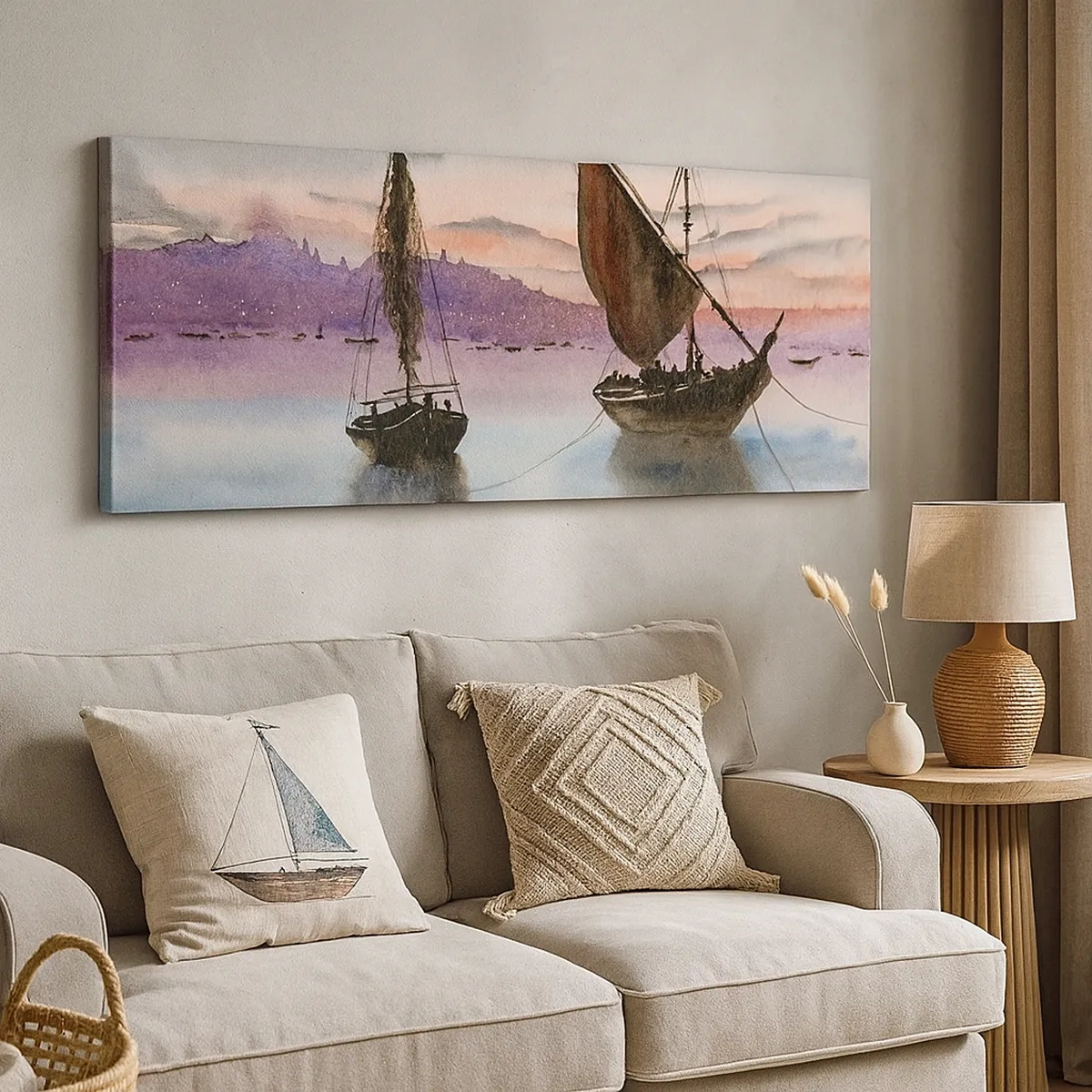 Schilderen op canvas - Avond in de haven - 30x30 cm