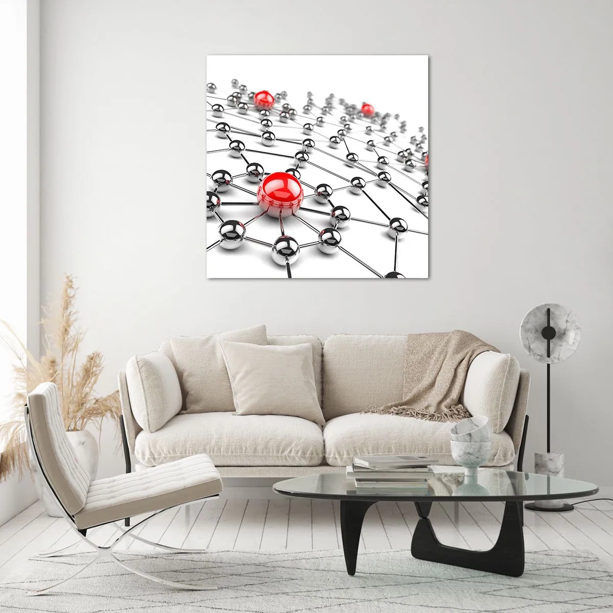 Schilderen op glas - Zilverachtig web - 60x60 cm