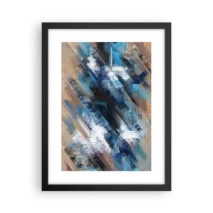 Poster in een zwarte lijst - Op een blauwe diagonaal - 30x40 cm