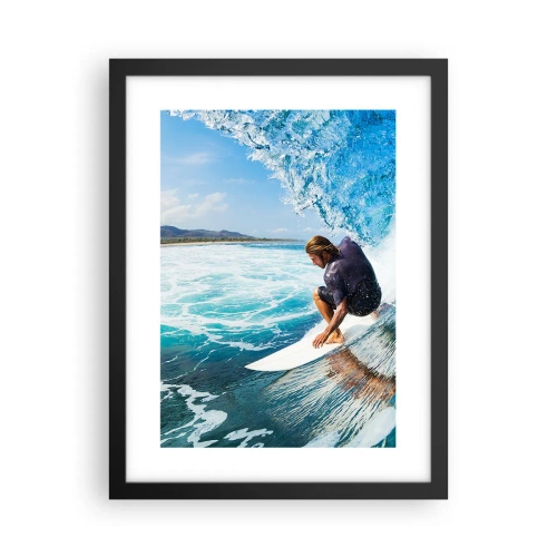 Poster in een zwarte lijst - Dansend met de golven - 30x40 cm