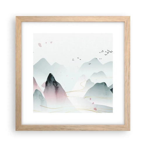Een poster in een licht eiken lijst - Over de toppen - 30x30 cm