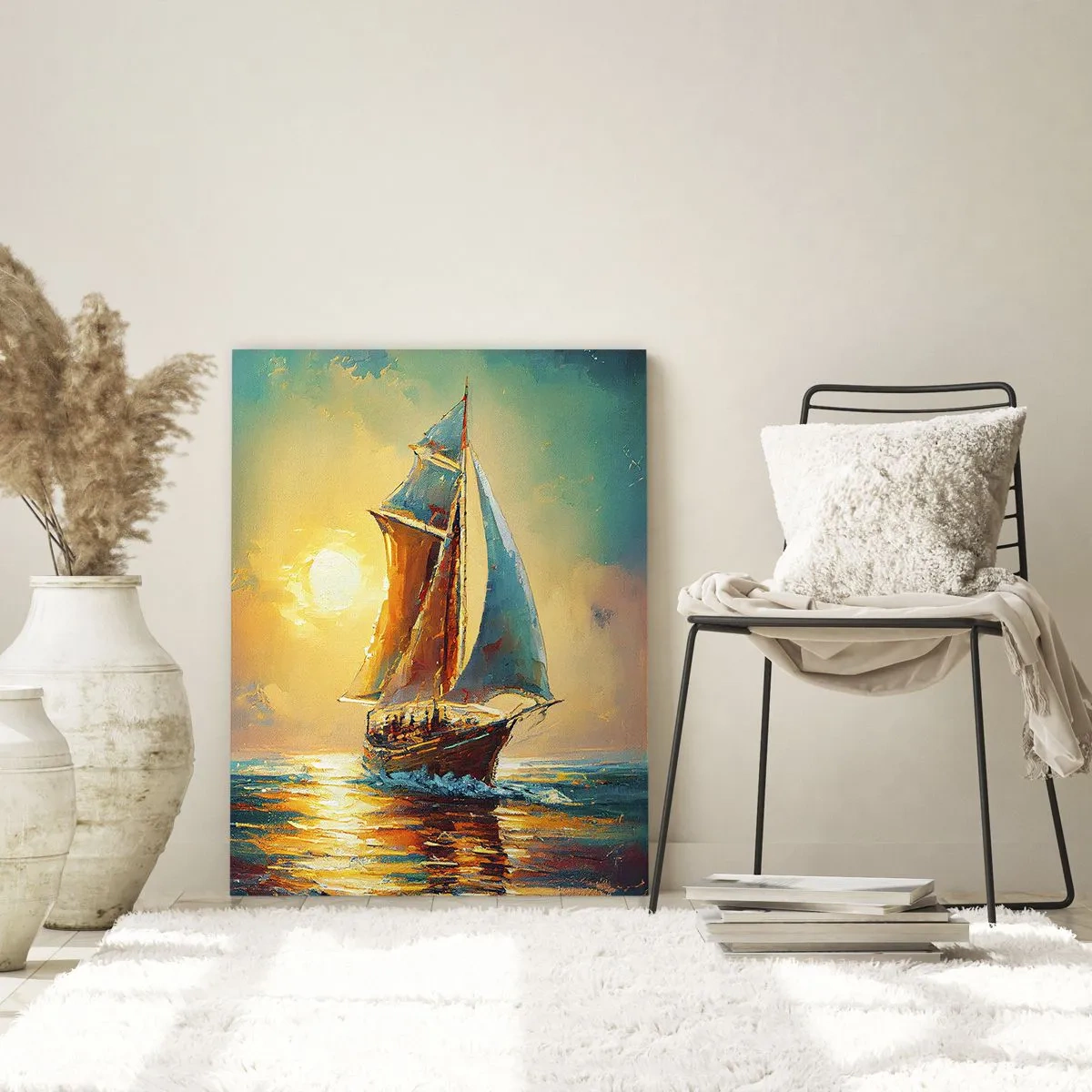 Schilderen op glas - Onder vol zeil - 80x120 cm