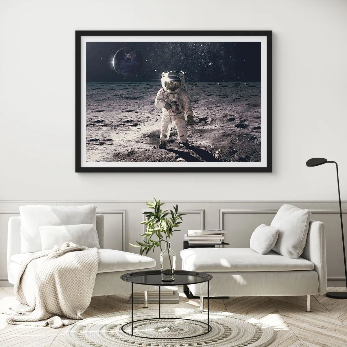 Poster in een zwarte lijst - Groetjes van de maan - 70x50 cm
